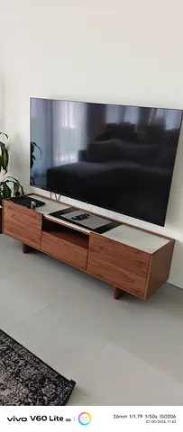 Modern Wooden TV Unit / Entertainment Console - Walnut Finish