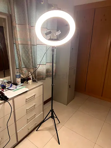 Adjustable LED Ring Light with Tripod Stand — Good Condition