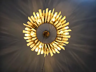 Urgent..Modern sunburst crystal ceiling chandelier - gold finish