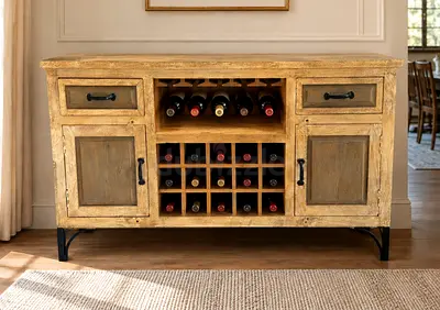 Solid wood Bar Cabinet 2 Doors & Drawer’s
