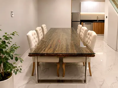 3m Live Edge Glass Dining Table | Marina Home Style | 8–10 Seaters