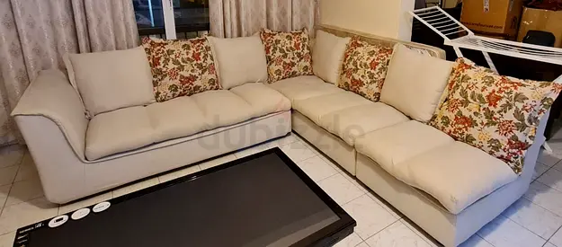 Home Centre 7-Seater Fabric Sofa – Clean & Well Maintained