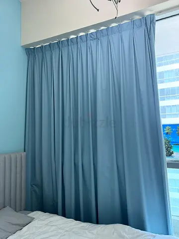 Grey blackout curtains - pair, good condition