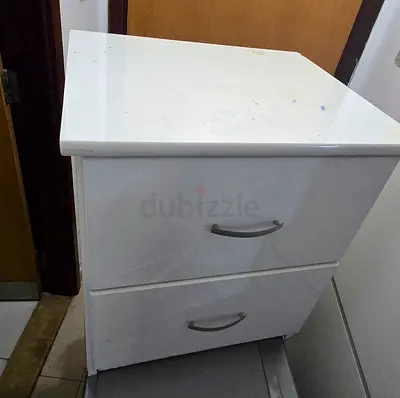 White 2-Drawer Bedside Nightstand - Good Functional Condition