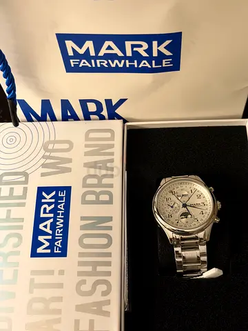 Mark Fairwhale stainless steel men's watch with moonphase - brand new