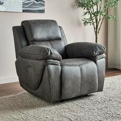 Comfortable Grey Recliner Armchair - Single Seater, Good Condition