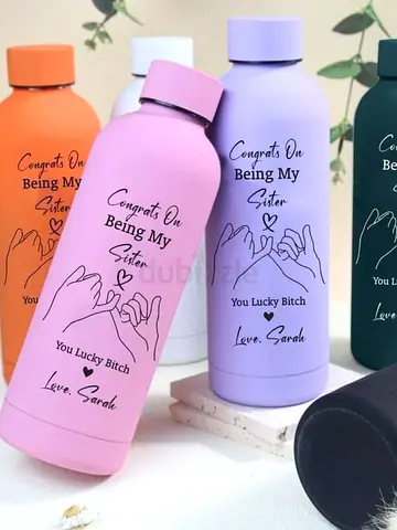 Insulated Stainless Steel Water Bottle - Pink/Lilac Designer Print (500ml)