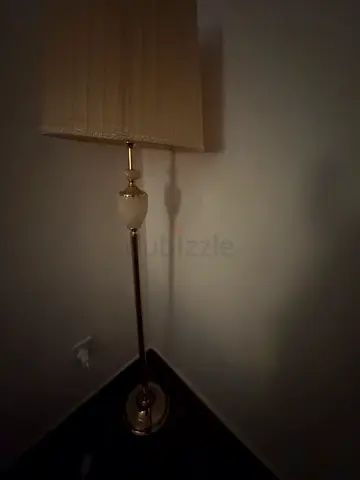 Tall standing floor lamp with beige rectangular shade (working)
