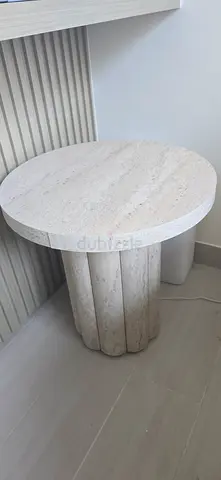 Round Stone Side Table / Pedestal - Travertine Finish