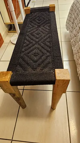 Handwoven black seater  with wooden ends - good condition