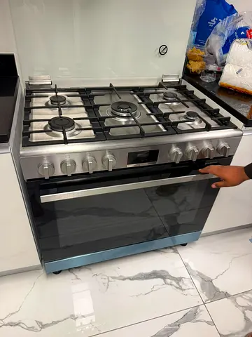 Stainless Steel 5-Burner Gas Range with Built-in Oven