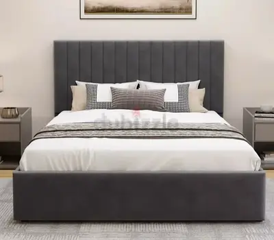 Grey upholstered Queen size bed king size bed
