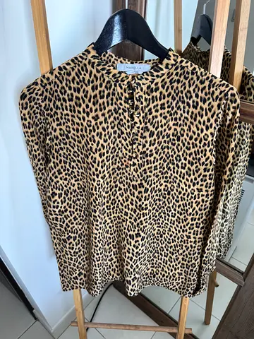 Marella (Max Mara subbrand) Leopard print long-sleeve SILK blouse, size S-M