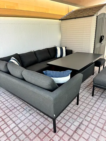 Outdoor Garden Sofa Sectional (Maze Lounge) - Gray Cushions (dining table / coffee table option )