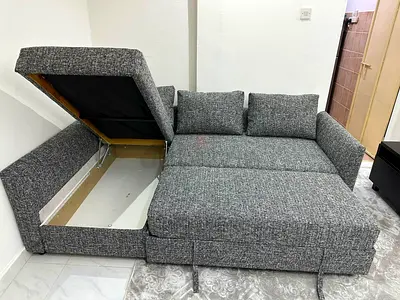 Stylish Cream Corner Sofa

Beautiful L-shaped sofa with soft fabric upholstery and strong wooden fra