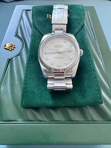 Rolex Datejust 16233 – Champagne Diamond Dial- 36mm One Owner | Box & Warranty Card