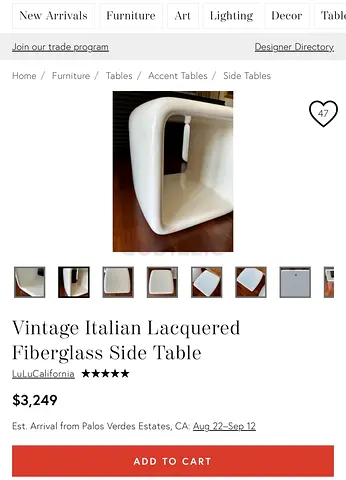 Vintage 1980s Italian lacquered Antique fibreglass TABLE spectacular vintage Side Table