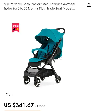 VIKI Foldable Lightweight Baby Stroller - Single Seat, Teal