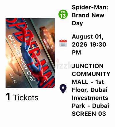 Spider Man : Brand New Day(English)-2 Tickets,Junction Mall-DIP, TODAY Aug 1 , 7:30PM