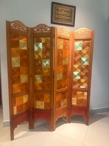 Solid wood decorative room divider / folding screen -partition - 4 panels