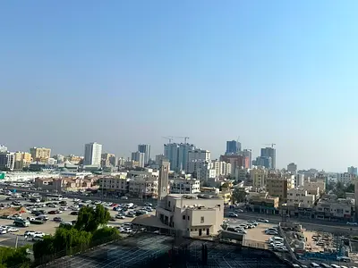 Free parking. Luxury studio for annual rent in Al Nuaimiya 1 Tower C, Ajman. 23,000 AED payable in 4 installments. Separate kitchen, balcony, distinct