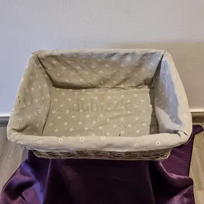 Large Grey Wicker Storage Basket with Fabric Lining - Mirdif