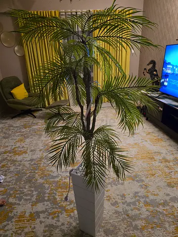 Tall Artificial Palm Tree in Planter — Good Condition