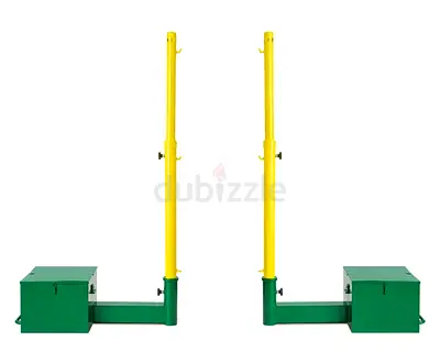 Multi-Purpose Sports Post Set for Volleyball, Badminton & Tennis | Heavy Duty Adjustable Net Post wi
