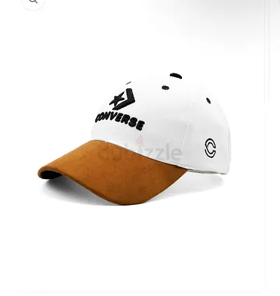 White Converse Cap with Brown Suede Brim - Unisex