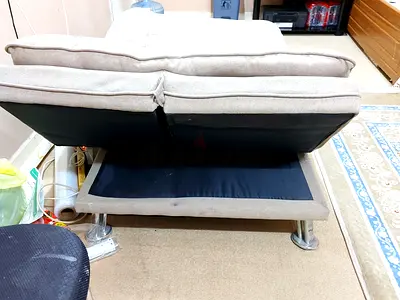 Beige 2-seater Sofa with Metal Legs - Good Condition