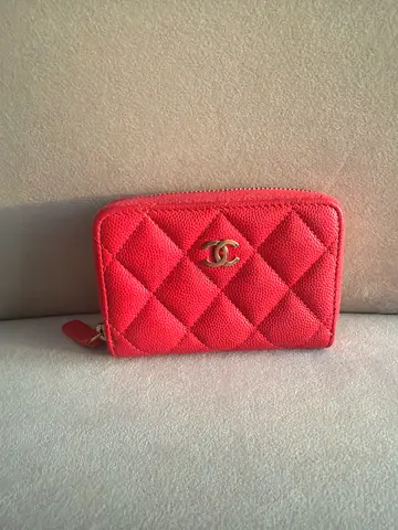 Chanel Quilted Zip Around Coin Purse Wallet