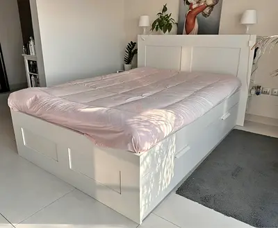Ikea brimness Queen Size Storage bed with Ikea mattress