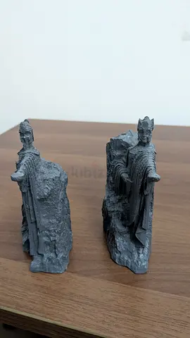 Pair of Vintage Grey King Statues — Small Decorative Figurines