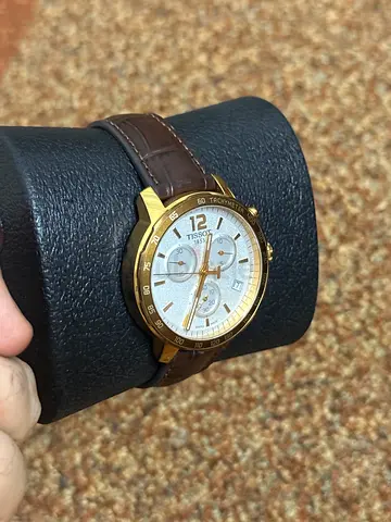Tissot Chronograph Men's Watch - Gold Case, Brown Leather Strap