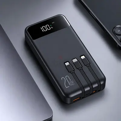 Portable Power Bank with Built-in Cables