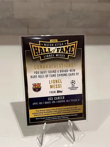 2024 Match Attax Hall of Fame Lionel Messi Chrome Card (Sealed)