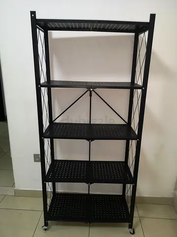 5- Shelf unit on wheels - foldable & strong - New