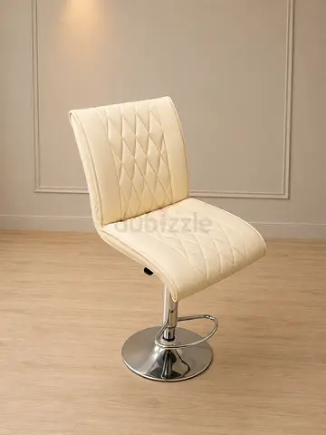 Modern Cream Faux Leather Diamond Stitched Bar Stool