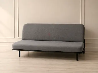 Modern Grey Sleeper Sofa bed with Black Metal Frame