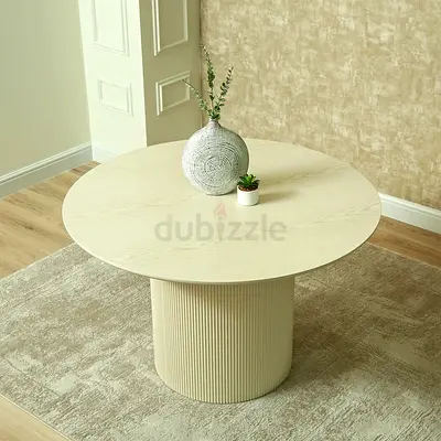 4 Seater Round Glass Dining Table – Davos Gold