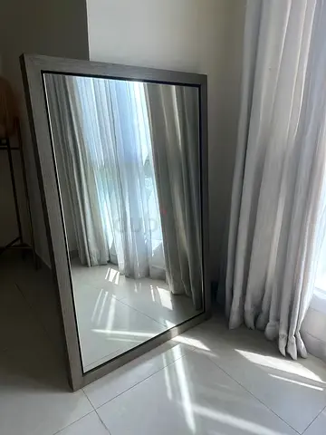Large Mirror with Grey Wood Frame