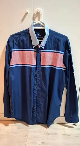 Harmont & Blaine navy long-sleeve casual shirt with contrast collar - size L