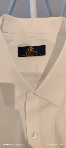 White oversized long-sleeve cotton shirt, 2XL, tailored maid, brand new