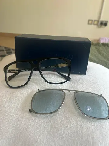 Lv genuine eyeglasses with magnetic clip-on sunglasses (black frame)