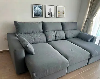 Modern design with deep comfortable seating. Storage compartment included. Left or right side config