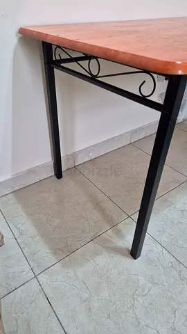 Wooden Top Metal-Leg Table — Medium Size, Good Condition
