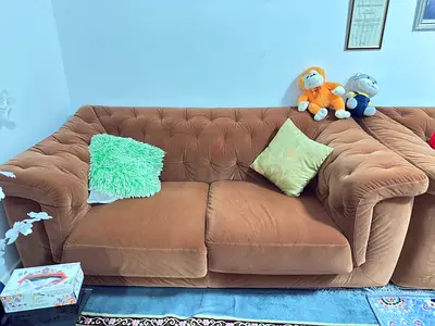 Used 2-Seater Brown Velvet Sofa - Comfortable, Good Condition