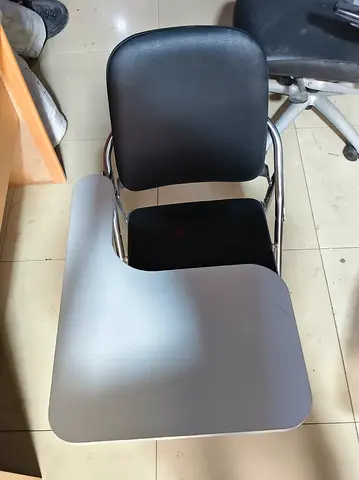 Used Black Waiting Room/Training Chair with Attached Writing Tablet