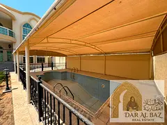 Brand new villa for annual rent in Sharqan, Sharjah. 4 master bedrooms, covered swimming pool, garde