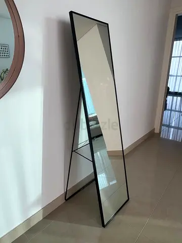 Full-length Free-Standing Leaning Mirror with Black Frame